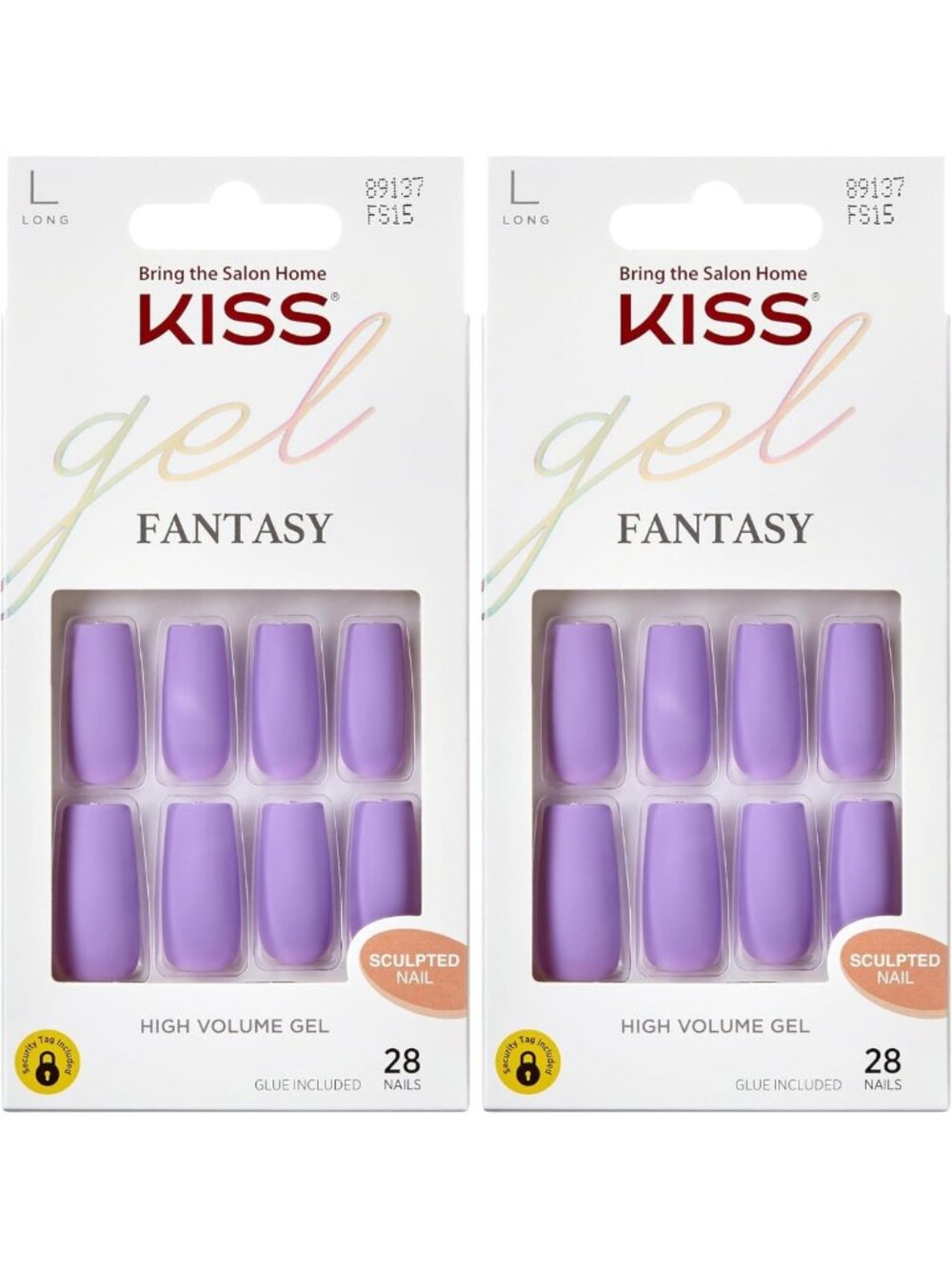 Purple Long Square Press-On Nails Set with Glue, File & Manicure Stick - 28